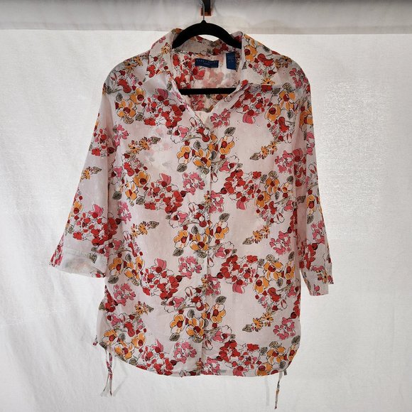 Karen Scott Tops - KAREN SCOTT Floral Shirt Plus Size 1 X Button Down 3/4 Sleeve Large Worn Once!
